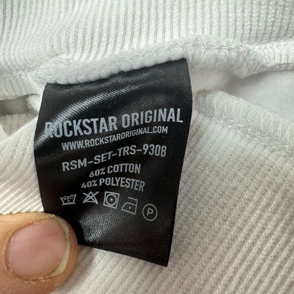 Rockstar Original Sweat Suit Mens‎ S White Hoodie Pants Cross Spray Paint Retro - Picture 11 of 16
